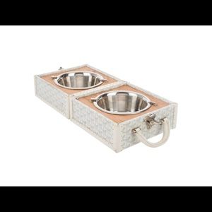 GOYARD  white leather PET BOWL CARRIER Trunk.